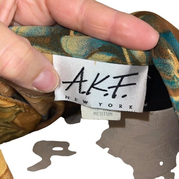 A.K.F. Vintage Womens Jacket Size Medium Rayon Scarf Art To Wear Open Front - Picture 5 of 14